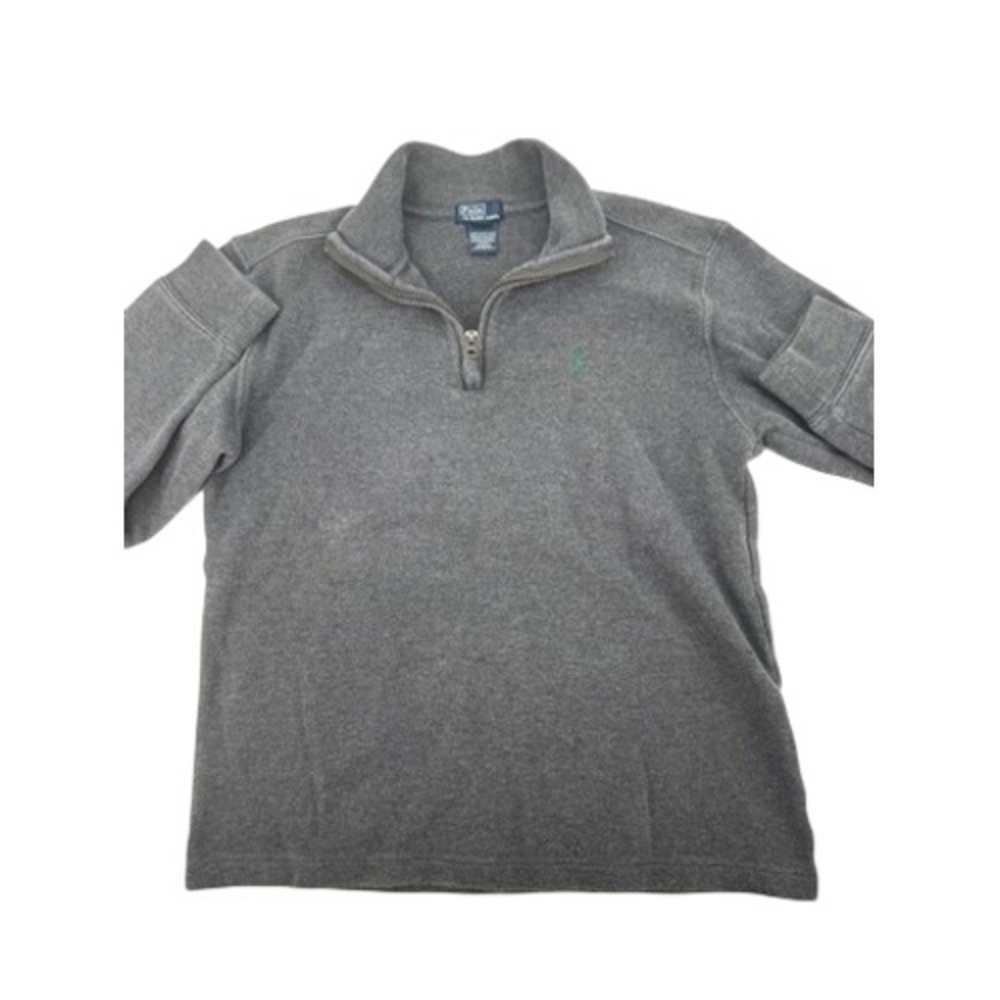 Polo Ralph Lauren Quarter Zip Pullover Boys L 14-16 Gray Cotton Pony Logo 8780
